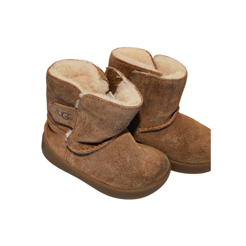 UGG Brown Suede Sheepskin Lined Boots Kids Size 4/5 Toddler Winter Warm
